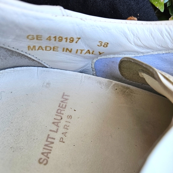 Saint Laurent Paris White/Gold Leather Star Alpha Low Top Sneakers Size 38 - Picture 7 of 10